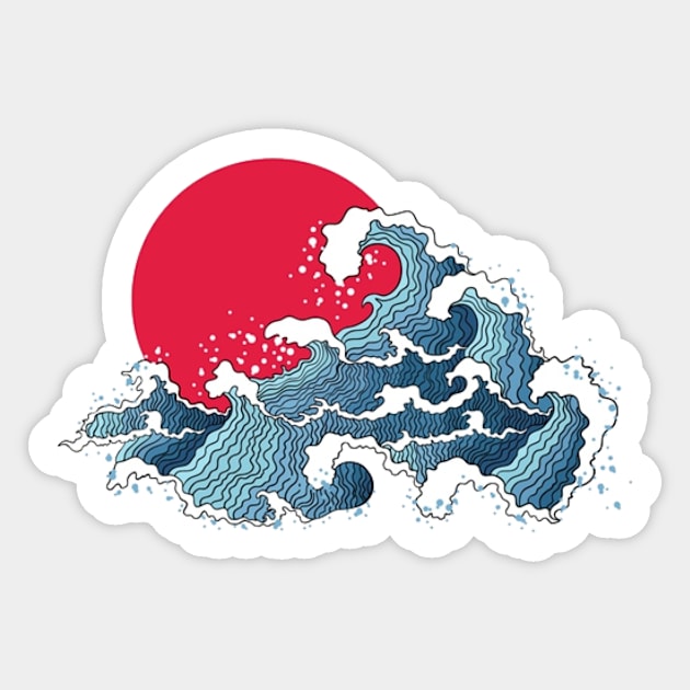 Japan’s wave Sticker by WordFandom